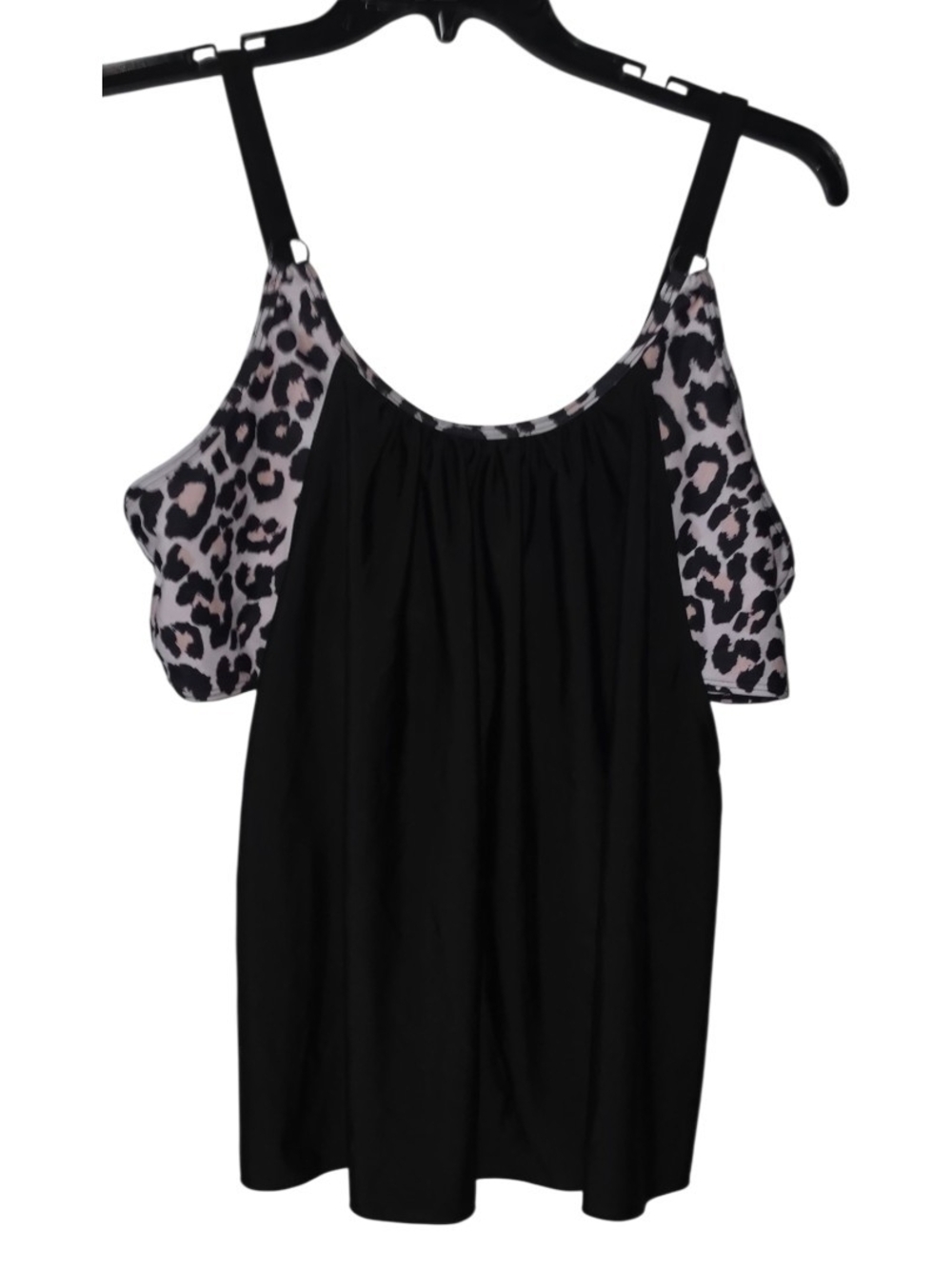 Black Blouson Tankini Top Size 2XL